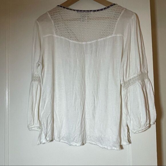 American Rag Cie Boho Embroidered Lace White Top with ribbon embroidery XL - Picture 8 of 8